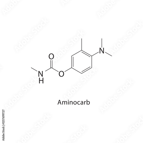 Aminocarb skeletal structure.Carbamate compound schematic illustration. Simple diagram, chemical structure.