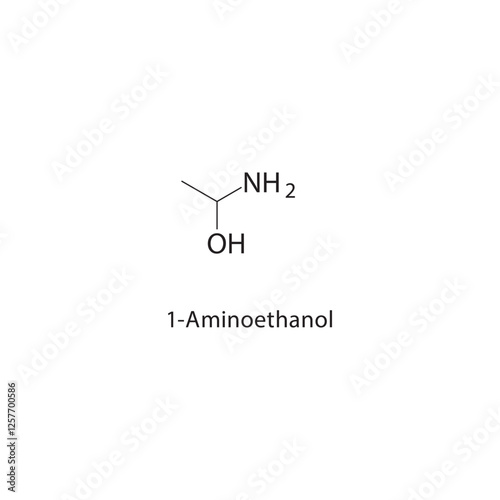 1-Aminoethanol skeletal structure.Amino alcohol compound schematic illustration. Simple diagram, chemical structure. photo