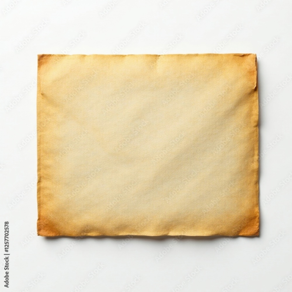 Obraz premium Aged paper envelope, front view, white background, crumpled, record