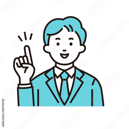 指を上げる若い会社員　ベクター
