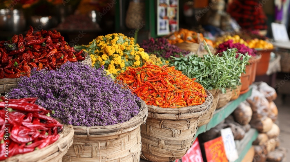 Fototapeta premium Vibrant Spice Market Display