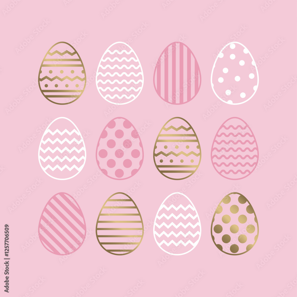 Minimal Easter background with golden eggs. Elegant design. Vector illustration Minimal Easter background with golden eggs. Elegant design. Vector illustration