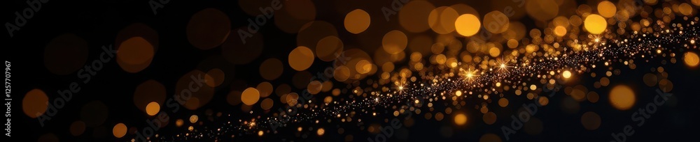 Obraz premium Abstract golden sparkles, shimmering dust motes on black , wallpaper, elegant