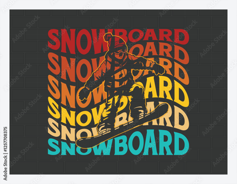 Snowboard T Shirt Design, Adventure T Shirt, Custom t-shirt design, Outdoor, Mountain, T Shirt Design illustration