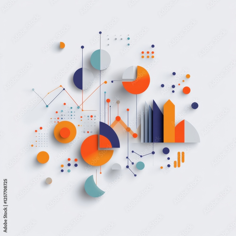 Obraz premium infographic data visualization with geometric shapes and lines.