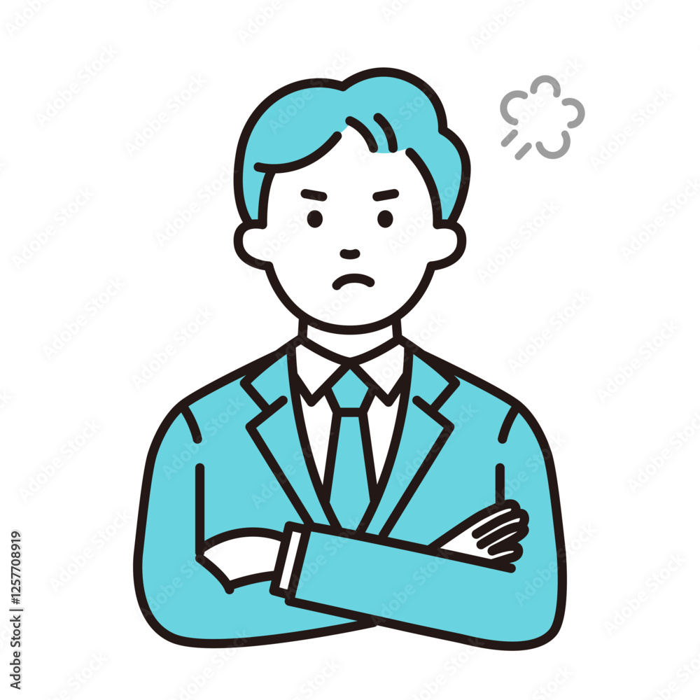 怒る若い会社員　ベクター