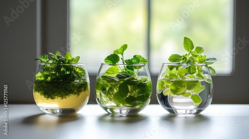 Growing fresh herbs indoors home photography natural light close-up