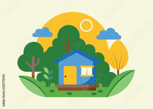 Eco-Friendly Tiny House: Lush Green Earth Day Haven home trees grass nature     