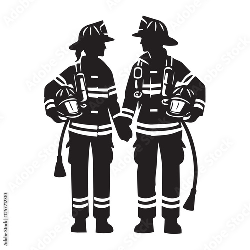 Fire Department Clipart Featuring Firefighters in Action
