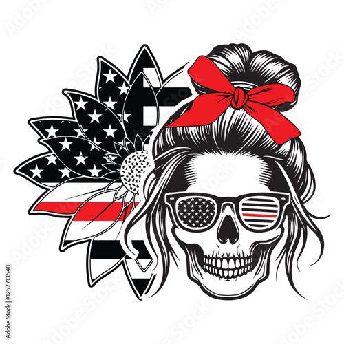 Fire Department Firefighter Girl Head Vector Clipart

