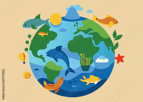 Ocean Paradise: Vibrant Coral Reef, Plastic-Free Earth Day sea fish blue nature 