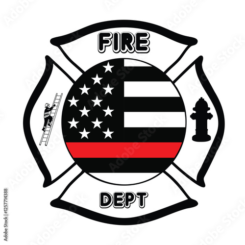 US Fire Department Illustration with Firefighter Clipart
