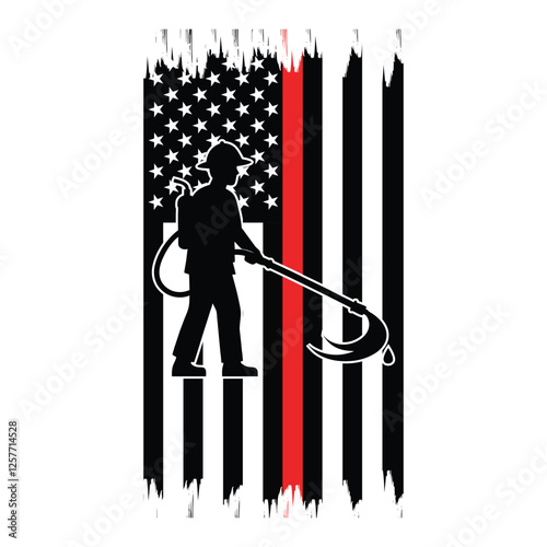 US Fire Department Illustration with Firefighter Clipart
