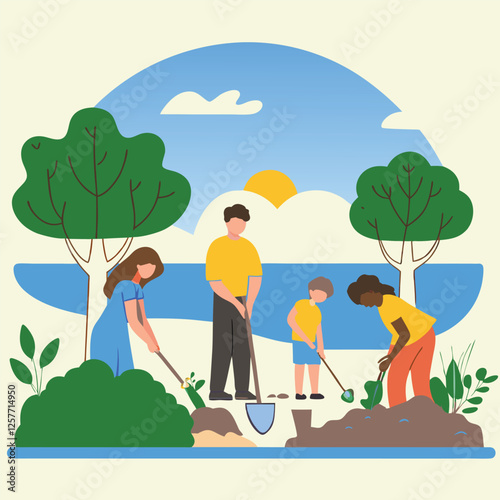 Planting Mangroves: Earth Day Volunteer Team in Action eco soil trees green ocean