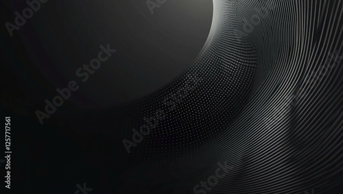 Abstract Dark Gray and Black Swirling Lines and Dots Background Image
