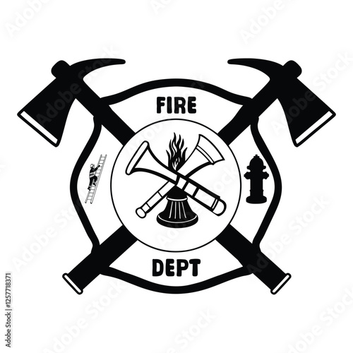 Fire Department Badge vector illustration, firefighter clipart Design
