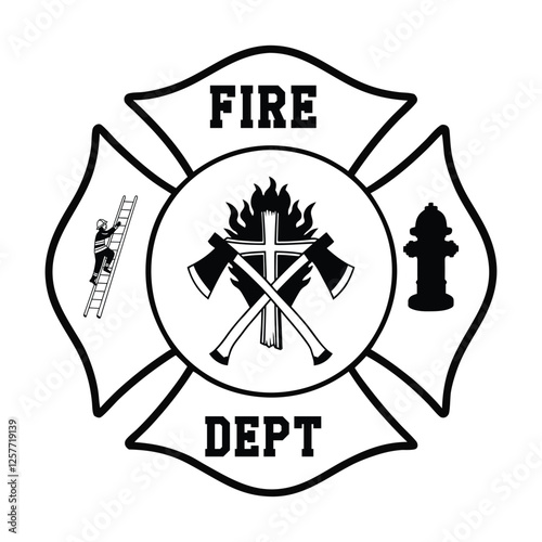 Fire Department Badge vector illustration, firefighter clipart Design
