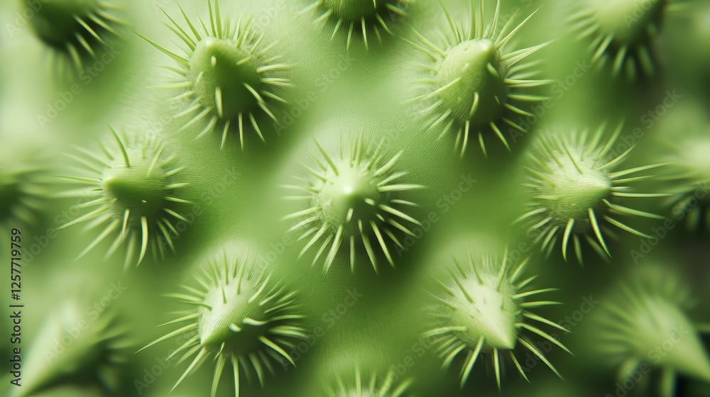 Close-up: A vibrant green prickly plant surface Close-up: A vibrant green prickly plant surface