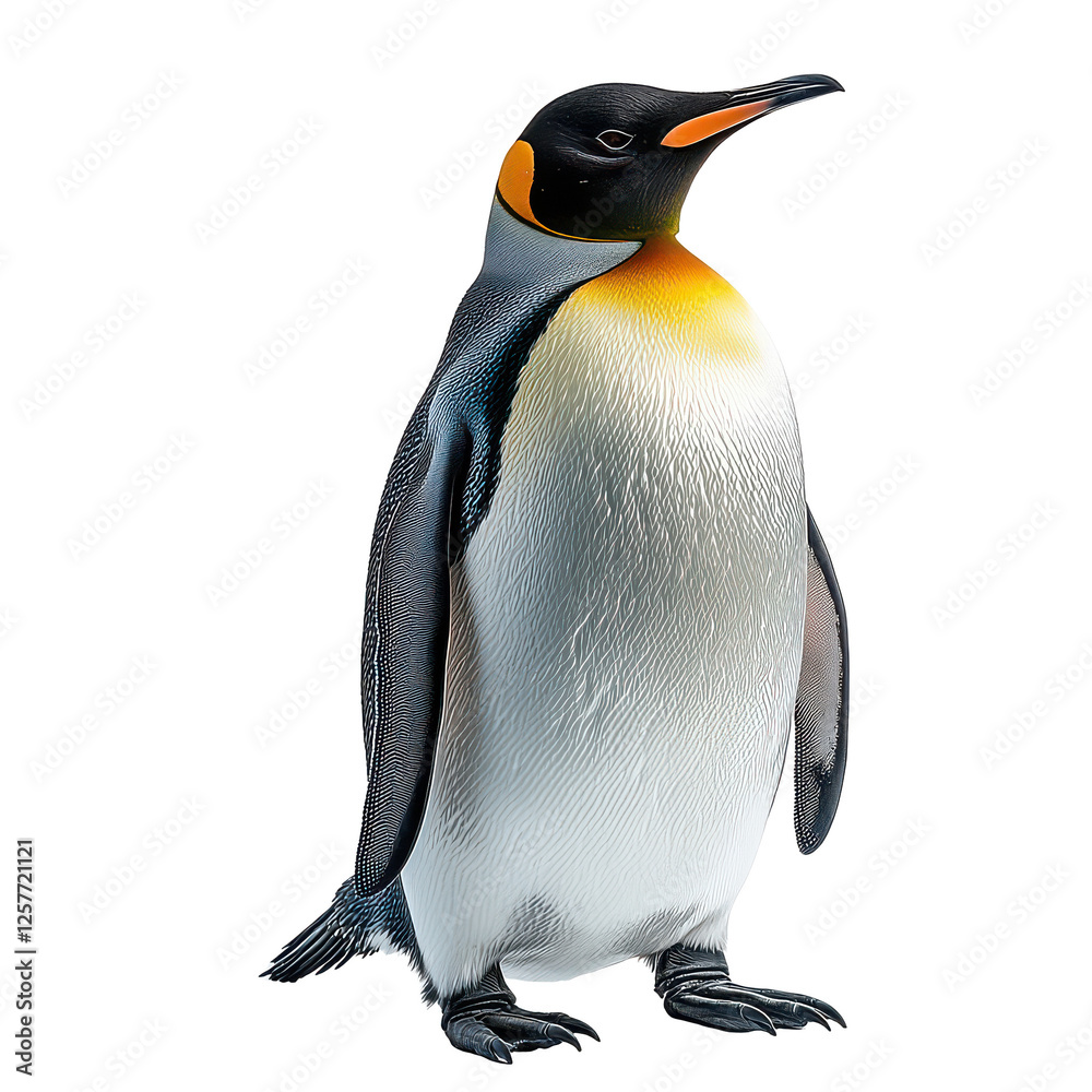 Fototapeta premium Full-body portrait of a penguin standing isolated on transparent background, PNG