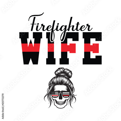 Firefighter T-Shirt Vector Illustration Featuring Fire Department Art
