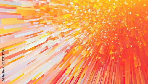 Abstract Orange and Yellow Radiating Lines with Bright Sparkling Lights Background