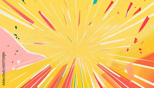 Abstract Yellow Burst of Color and Energy with Pink and Orange Accents