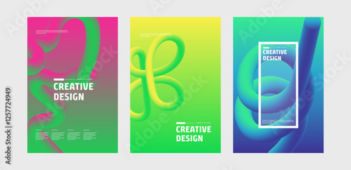 Abstract Gradient Designs Three Creative Colorful Posters