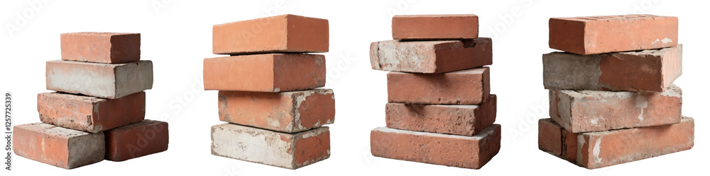 Fototapeta premium Stack of Bricks PNG set