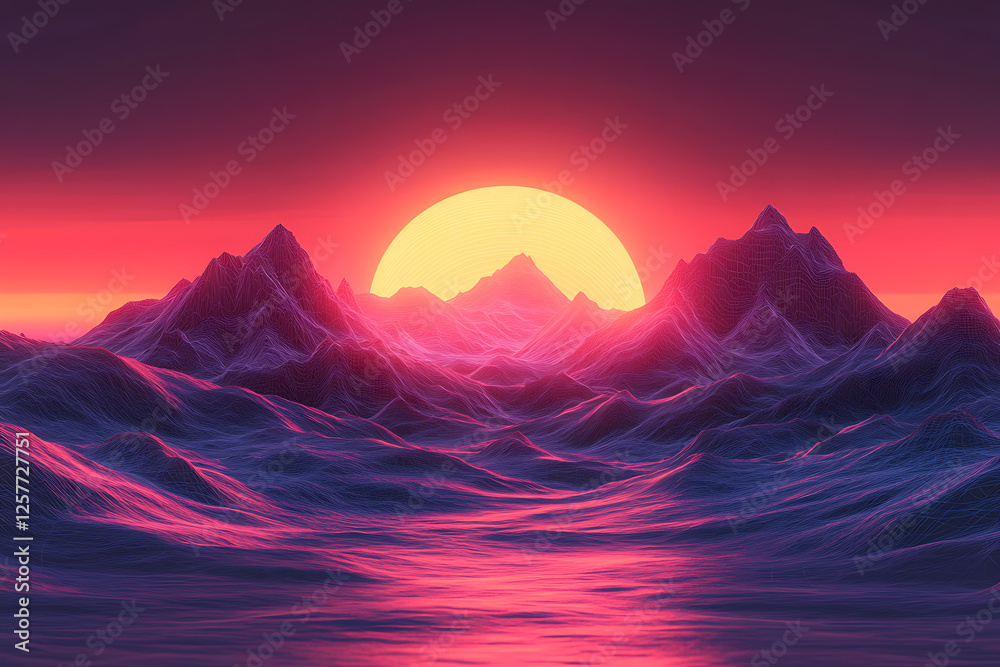 A futuristic and striking wireframe silhouette logo depicting the landscape of Mars, symbolizing space exploration and innovation on the red planet. 