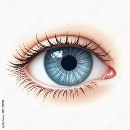 A highly detailed vector illustration of a realistic blue human eye. Ideal for medical, vision, and artistic projects.