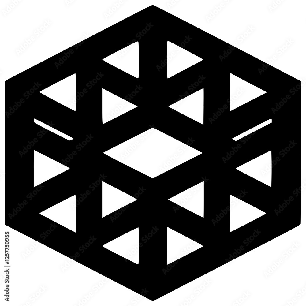 Geometric Hexagon Pattern: A bold and intricate hexagonal design with a complex network of interconnected lines and triangles. Geometric Hexagon Pattern: A bold and intricate hexagonal design with a complex network of interconnected lines and triangles.