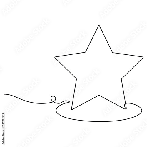 Continuous single line drawing vector star One line drawing background Linear star icon vector illustration