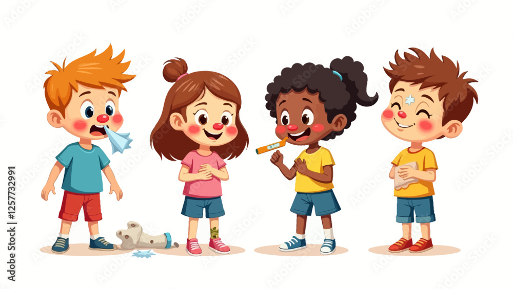 A fun vector illustration of cartoon kids displaying different expressions, from happiness to surprise. Perfect for education and children’s content. A fun vector illustration of cartoon kids displaying different expressions, from happiness to surprise. Perfect for education and children’s content.