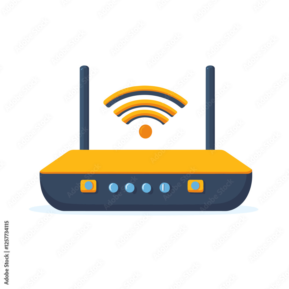 Wireless Wi-fi router modem in isometric clipart style. Vector illustration of wifi network sharing wi fi device isolated on white background Wireless Wi-fi router modem in isometric clipart style. Vector illustration of wifi network sharing wi fi device isolated on white background