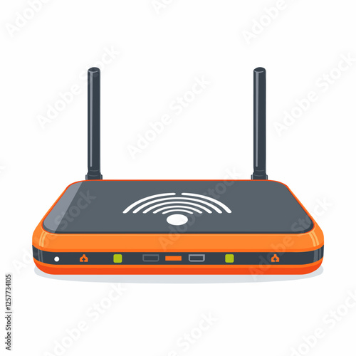 Wireless Wi-fi router modem in isometric clipart style. Vector illustration of wifi network sharing wi fi device isolated on white background 