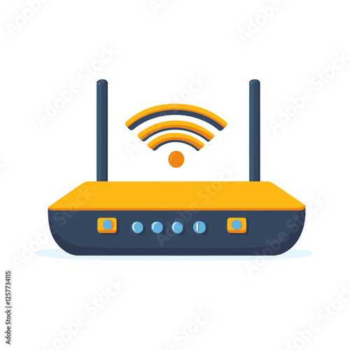 Wireless Wi-fi router modem in isometric clipart style. Vector illustration of wifi network sharing wi fi device isolated on white background 
