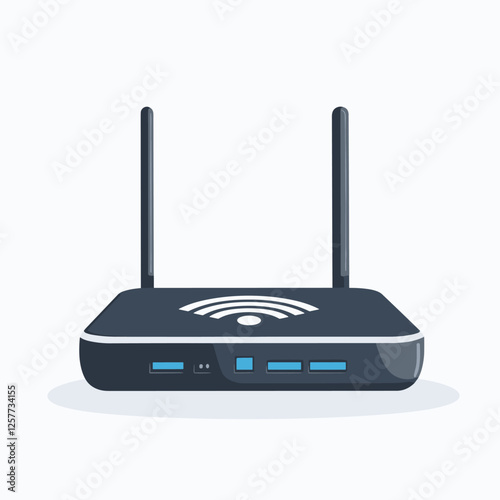 Wireless Wi-fi router modem in isometric clipart style. Vector illustration of wifi network sharing wi fi device isolated on white background 