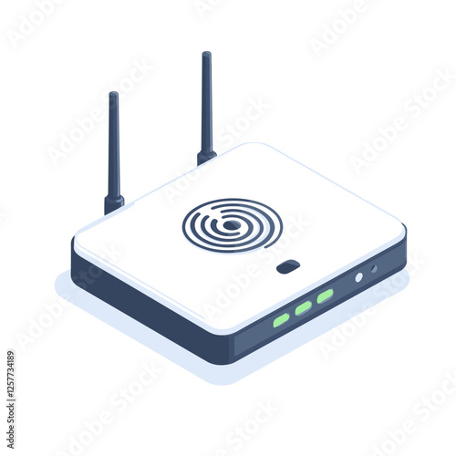 Wireless Wi-fi router modem in isometric clipart style. Vector illustration of wifi network sharing wi fi device isolated on white background 