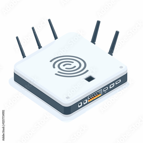 Wireless Wi-fi router modem in isometric clipart style. Vector illustration of wifi network sharing wi fi device isolated on white background 