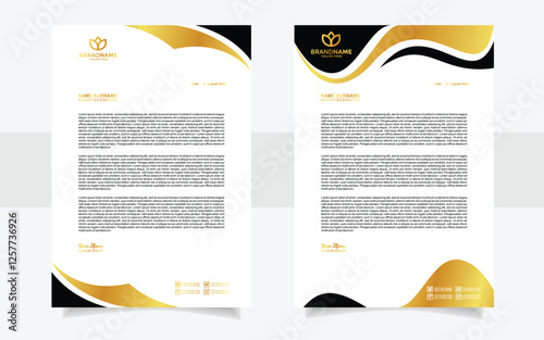 luxury letterhead template gold color design vector for business company stationery with A4 format	