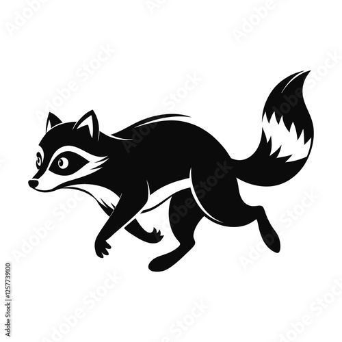 Running raccoon silhouette illustration vector graphic
