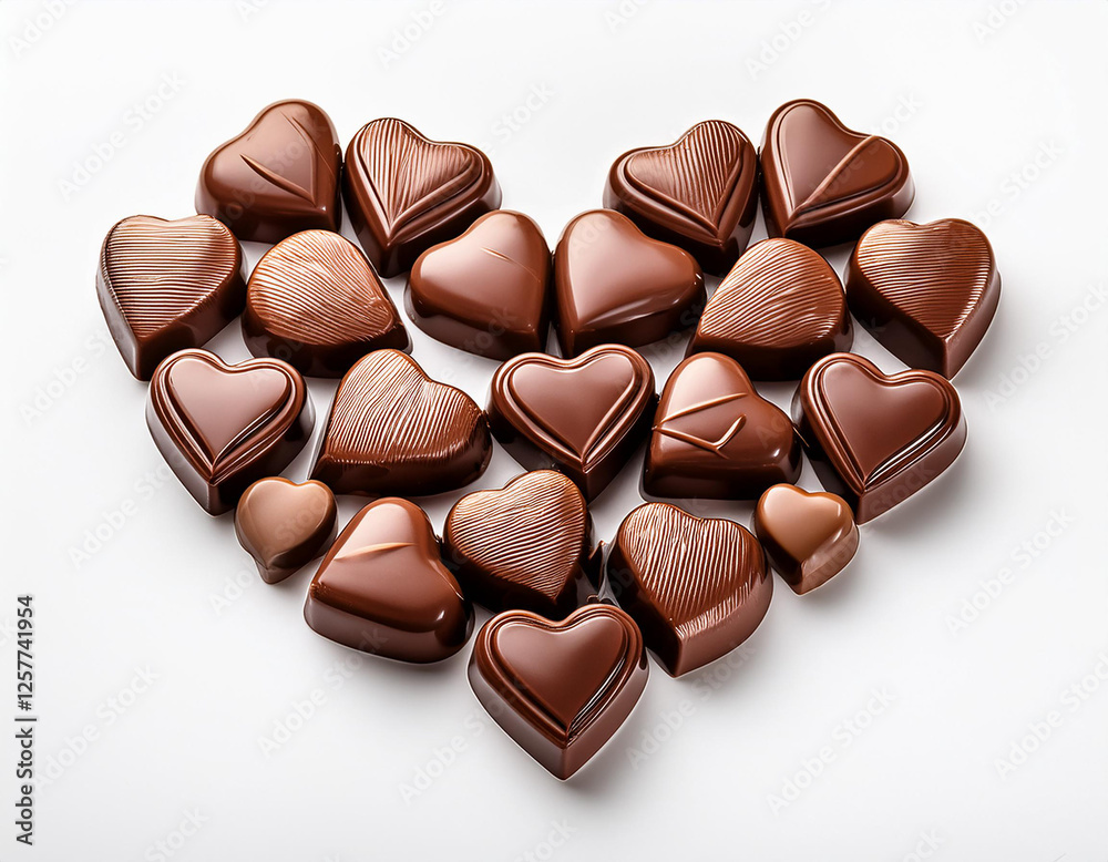 Fototapeta premium heart shaped chocolate candies isolated on a white background