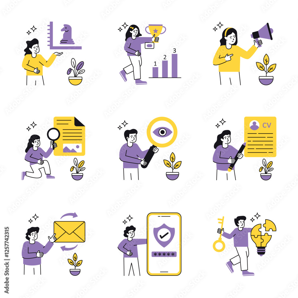 Fototapeta premium Human Resources Concept vector illustration Set 4. isolated on white Background.