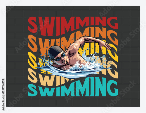 
Swim T Shirt Design, Adventure T Shirt, Custom t-shirt design, Outdoor, Mountain,T Shirt Design illustration
