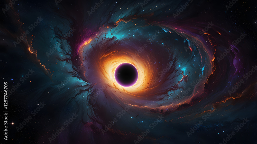 Abstract space planet with glowing energy and swirling nebula in the cosmos Abstract space planet with glowing energy and swirling nebula in the cosmos