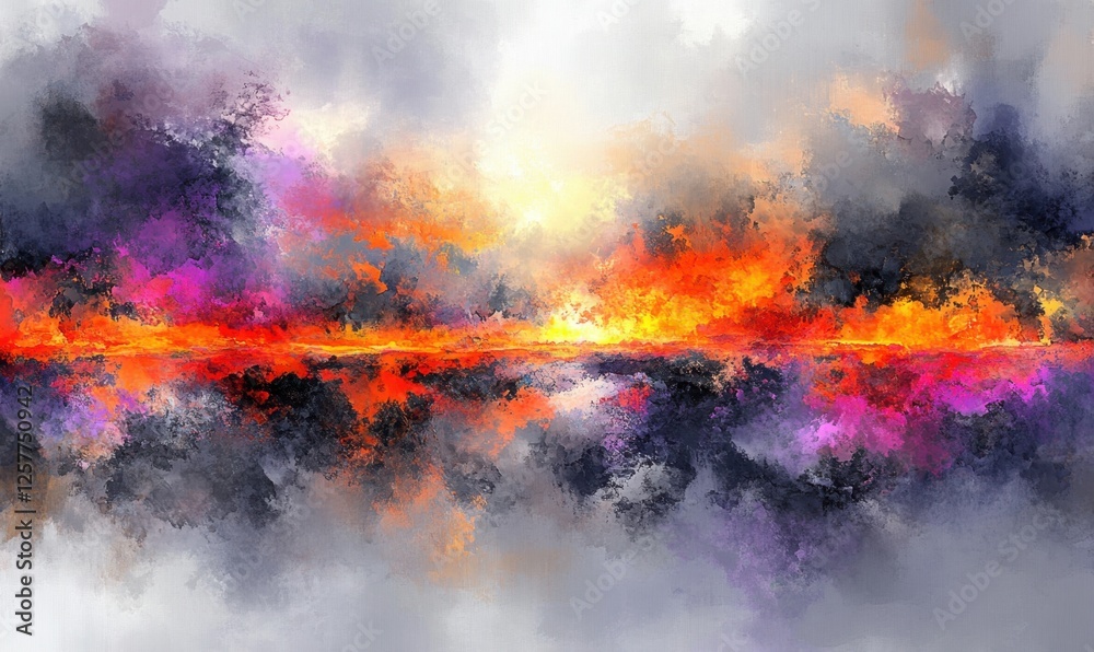 Fiery sunset reflected on water, abstract cloudscape Fiery sunset reflected on water, abstract cloudscape