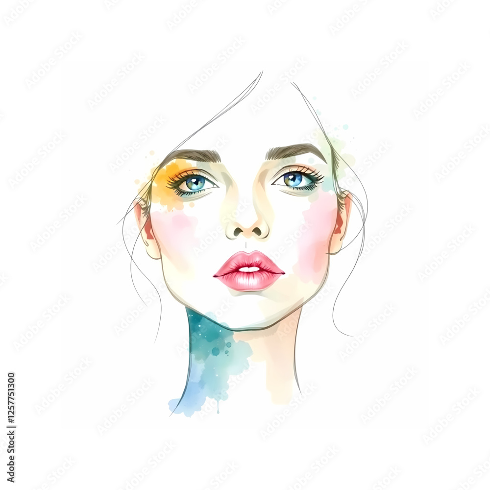Water color illustration  of a woman.