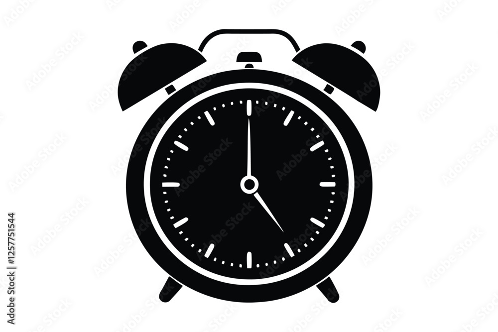 Silhouette vector art illustration of a classic analog alarm clock.eps Silhouette vector art illustration of a classic analog alarm clock.eps