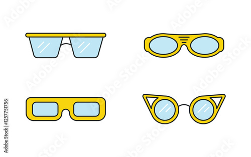 Fashion sunglasses accessory sun glasses spectacles plastic frame goggles modern eyeglasses vector illustration.