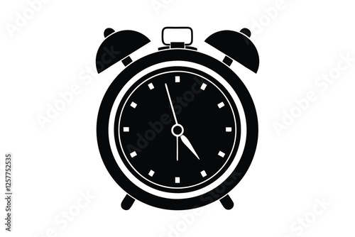 Silhouette vector art illustration of a classic analog alarm clock3.eps